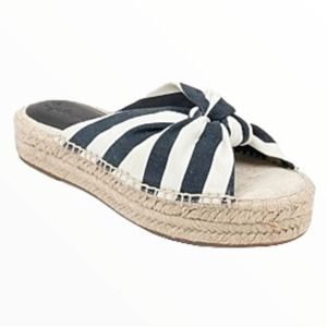 Splendid Albany Platform Espadrille Slide Sandals Navy Blue White Sz 10